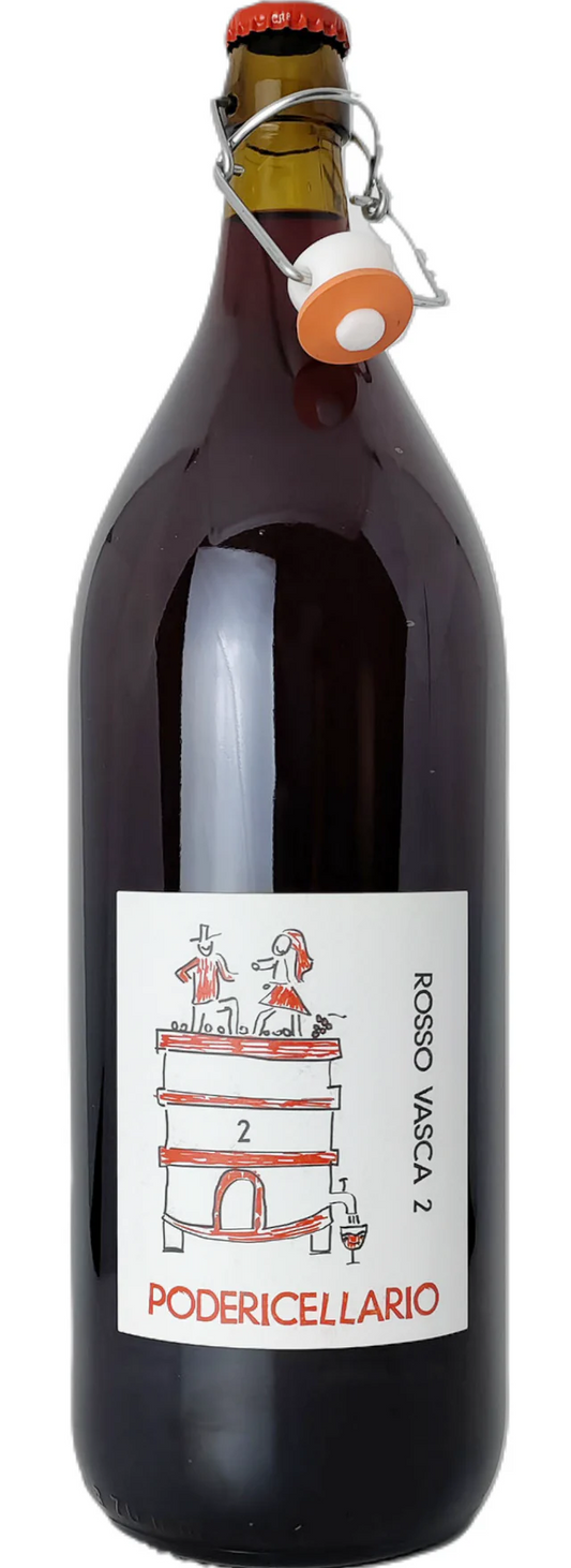 Poderi Cellario - 'Rosso Vasca 2' Langhe, Rød Naturvin (2 Liter)