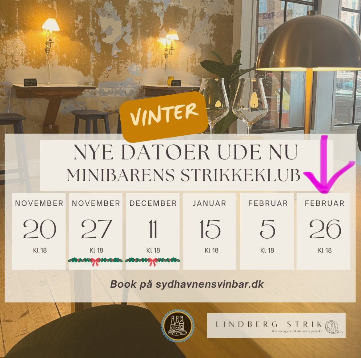 Minibarens Strikkeklub, Sydhavnens Vinbar, strikkeevent i København