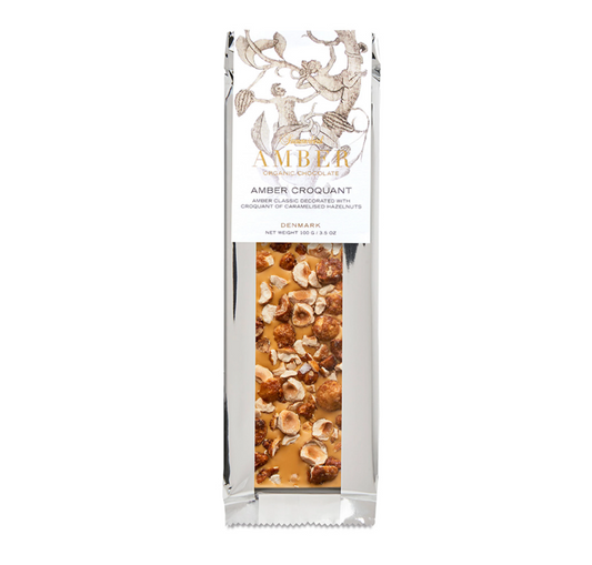 Amber Classic-chokolade og krokant af Piemonte-hasselnødder fra Summerbird, økologisk