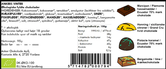 ingredienser i Vinter gaveæske, chokolade